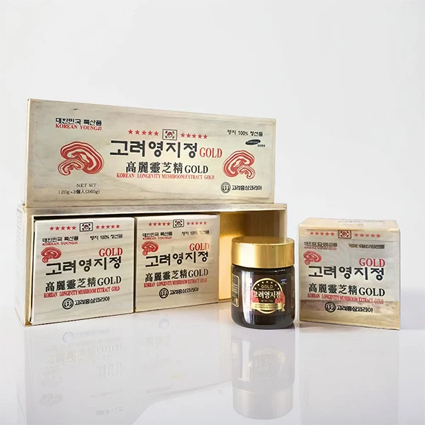 Cao linh chi sao đỏ Hàn Quốc Gold hộp gỗ 3 lọ x 120g