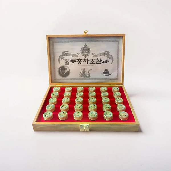 Viên đông trùng hạ thảo Hàn Quốc hộp gỗ vàng 30 viên