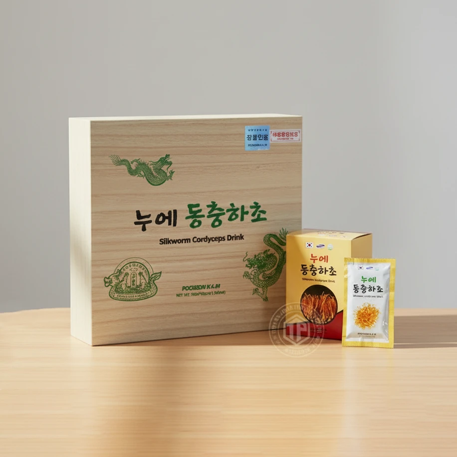 Nước đông trùng hạ thảo Hàn Quốc Pocheon hộp gỗ 60 gói x 30ml