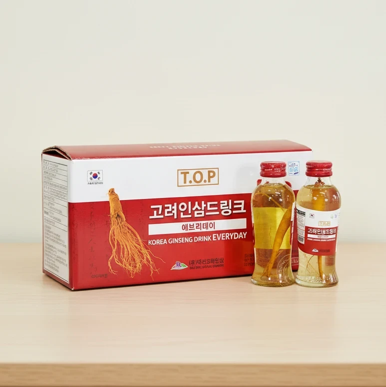 Nước hồng sâm Hàn Quốc hộp 10 chai có củ sâm tươi