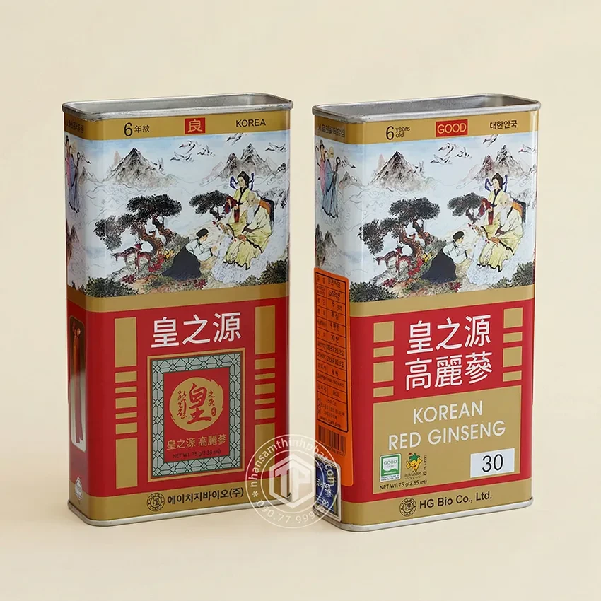 Hồng sâm củ khô hộp thiếc HG Bio 75g chính hãng Hàn Quốc