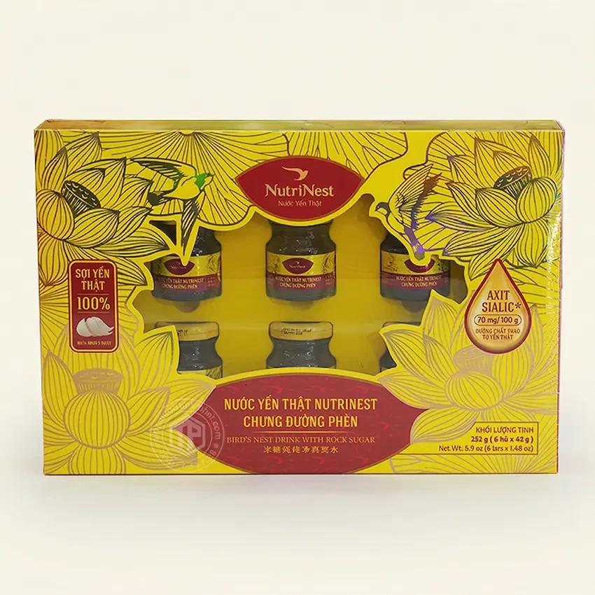 Nước yến thật Nutrinest chưng đường phèn hộp 6 lọ x 42g