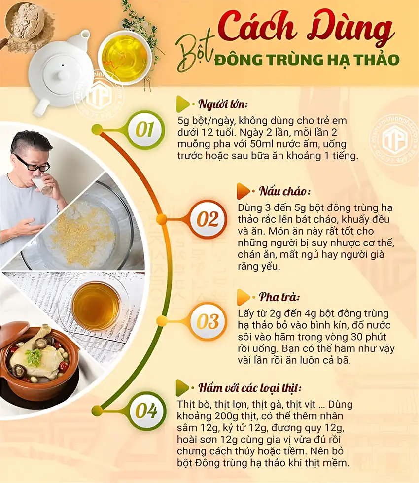 Cách dùng bột đông trùng hạ thảo