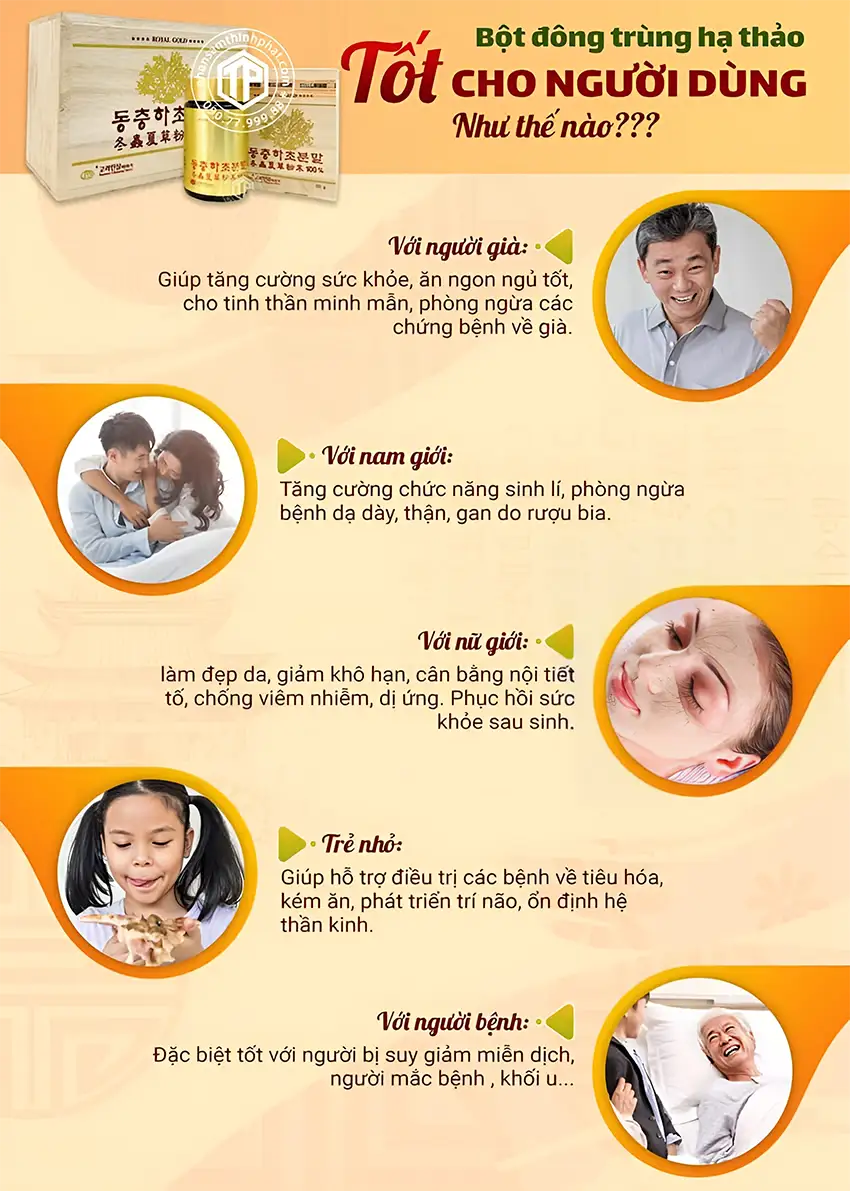 Bột đông trùng hạ thảo tốt cho người dùng như thế nào?