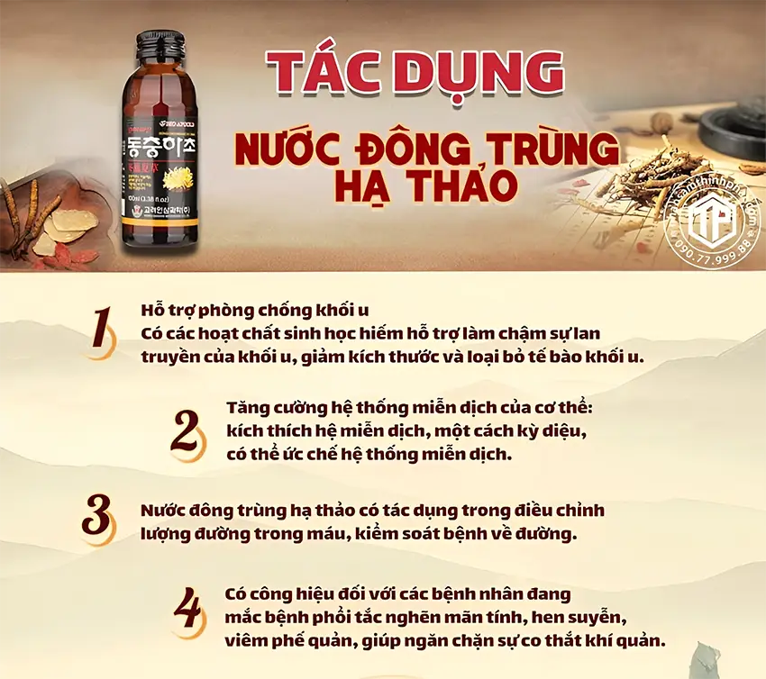 Tác dụng của nước đông trùng hạ thảo Tác dụng của nước đông trùng hạ thảo