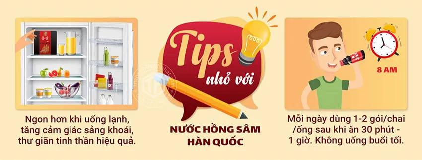 Tips nhỏ đối với nước hồng sâm Hàn Quốc