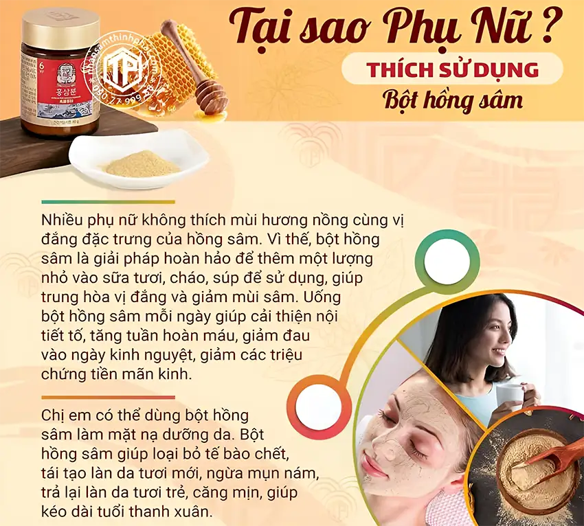 Tại sao phụ nữ thích sử dụng bột hồng sâm? Tại sao phụ nữ thích sử dụng bột hồng sâm?