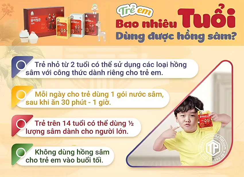Trẻ bao nhiêu tuổi được dùng hồng sâm? Trẻ bao nhiêu tuổi được dùng hồng sâm?