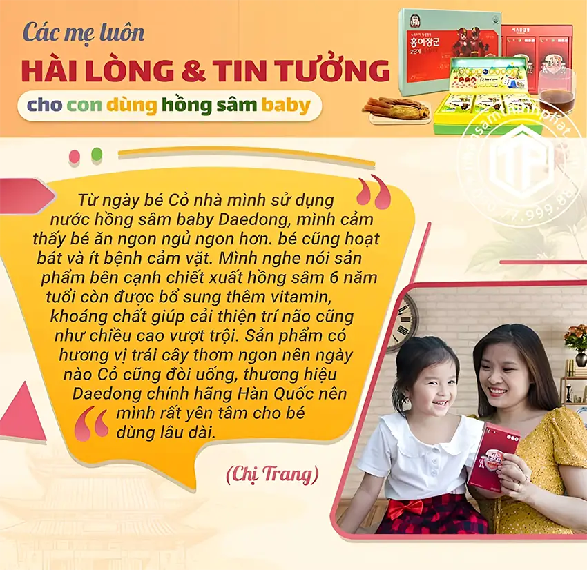 Các mẹ luôn hài lòng và tin tưởng cho con dùng hồng sâm Các mẹ luôn hài lòng và tin tưởng cho con dùng hồng sâm