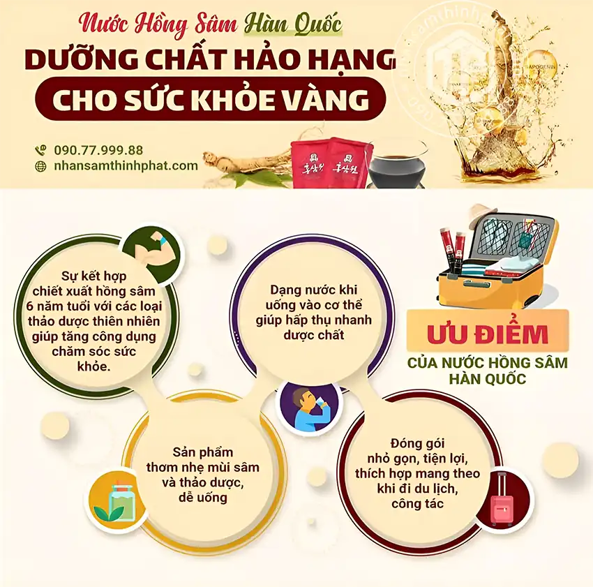 Nước hồng sâm Hàn Quốc - Dưỡng chất hảo hạng cho sức khỏe vàng