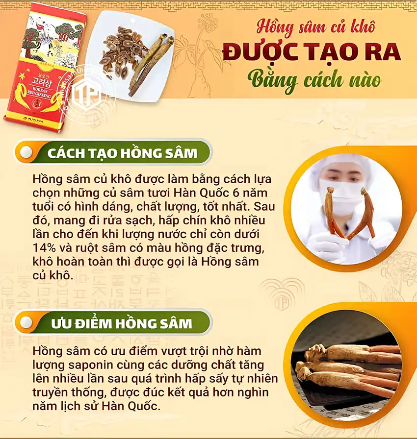 Hồng sâm củ khô được tạo ra bằng cách nào? Hồng sâm củ khô được tạo ra bằng cách nào?