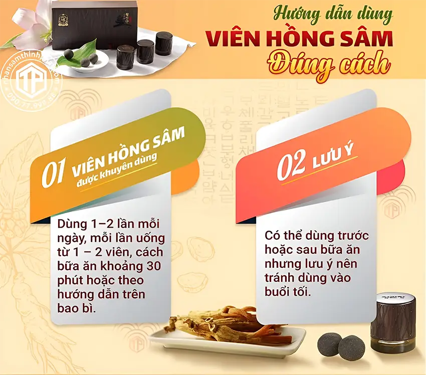 Hướng dẫn cách dùng Viên hồng sâm