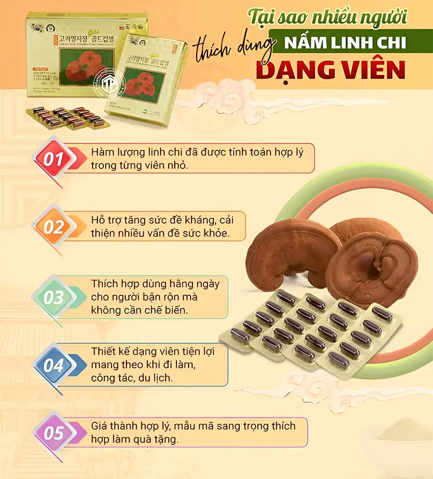 Tại sao nhiều người thích dùng nấm linh chi dạng viên?