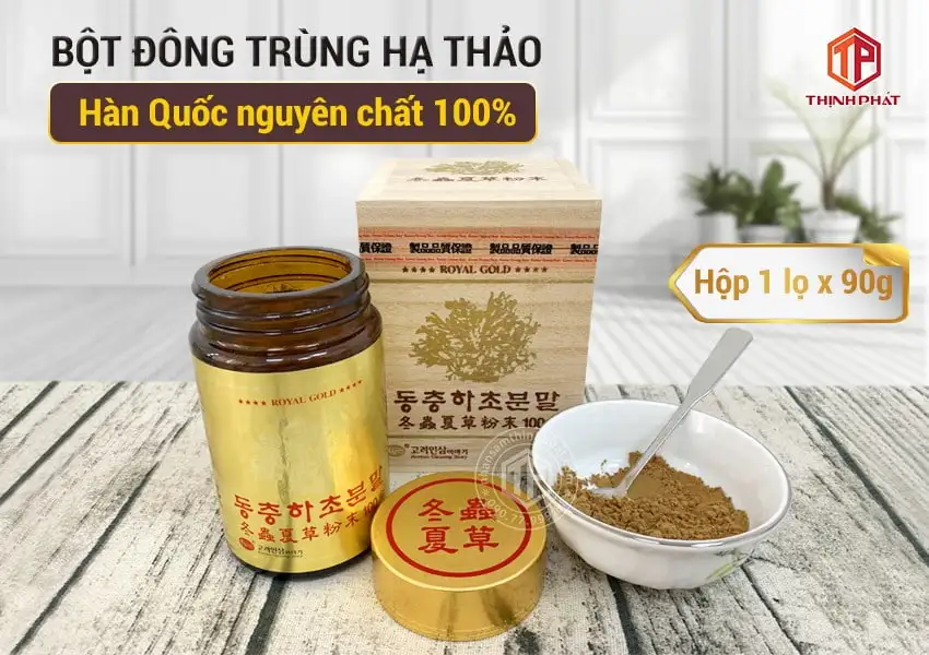 Bột đông trùng hạ thảo Hàn Quốc nguyên chất 100% hộp 1 lọ x 90g Bột đông trùng hạ thảo Hàn Quốc nguyên chất 100% hộp 1 lọ x 90g