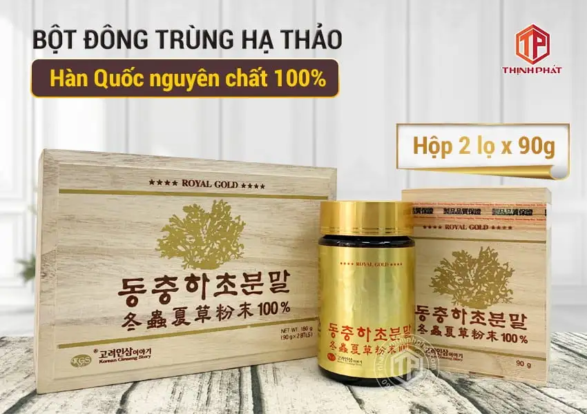 Bột đông trùng hạ thảo Hàn Quốc nguyên chất 100% hộp 2 lọ x 90g Bột đông trùng hạ thảo Hàn Quốc nguyên chất 100% hộp 2 lọ x 90g