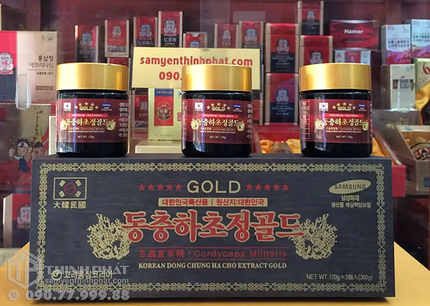 Cao Đông Trùng Hạ Thảo Hàn Quốc Gold hộp gỗ 3 lọ x 120g Cao Đông Trùng Hạ Thảo Hàn Quốc Gold hộp gỗ 3 lọ x 120g