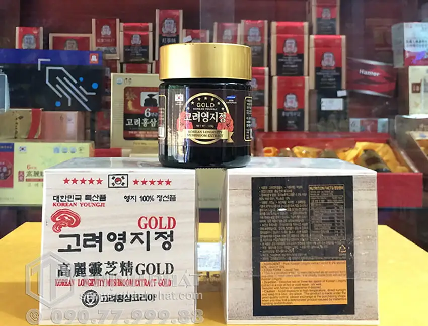 Cao linh chi sao đỏ Hàn Quốc Gold hộp gỗ 3 lọ x 120g Cao linh chi sao đỏ Hàn Quốc Gold hộp gỗ 3 lọ x 120g