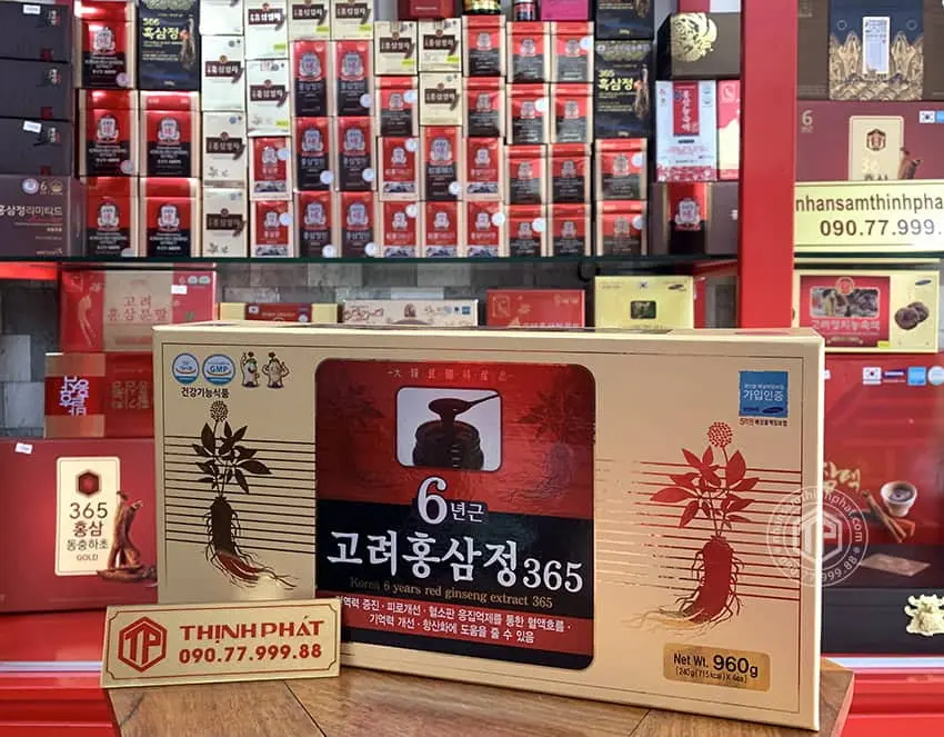 Cao hồng sâm chính hãng 365 sâm Hàn Quốc 6 năm tuổi hộp 4 lọ 240g