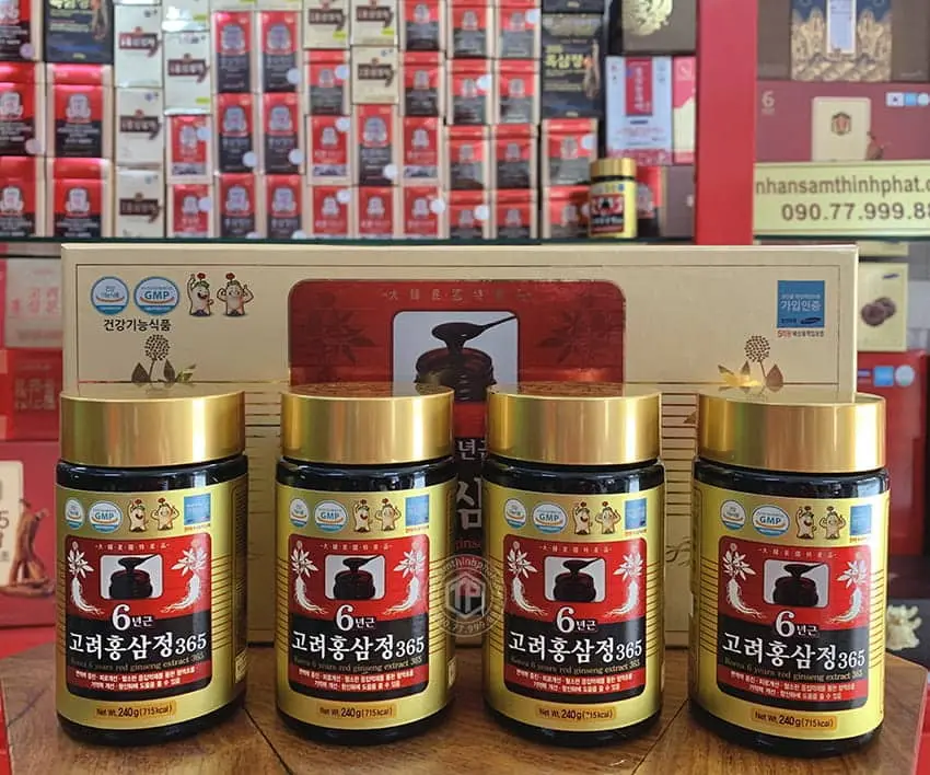 Cao hồng sâm chính hãng 365 sâm Hàn Quốc 6 năm tuổi hộp 4 lọ 240g