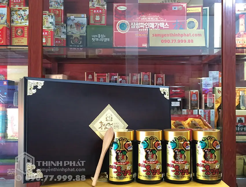 Cao hồng sâm Hàn Quốc hộp gỗ 4 lọ x 250g Cao hồng sâm Hàn Quốc hộp gỗ 4 lọ x 250g