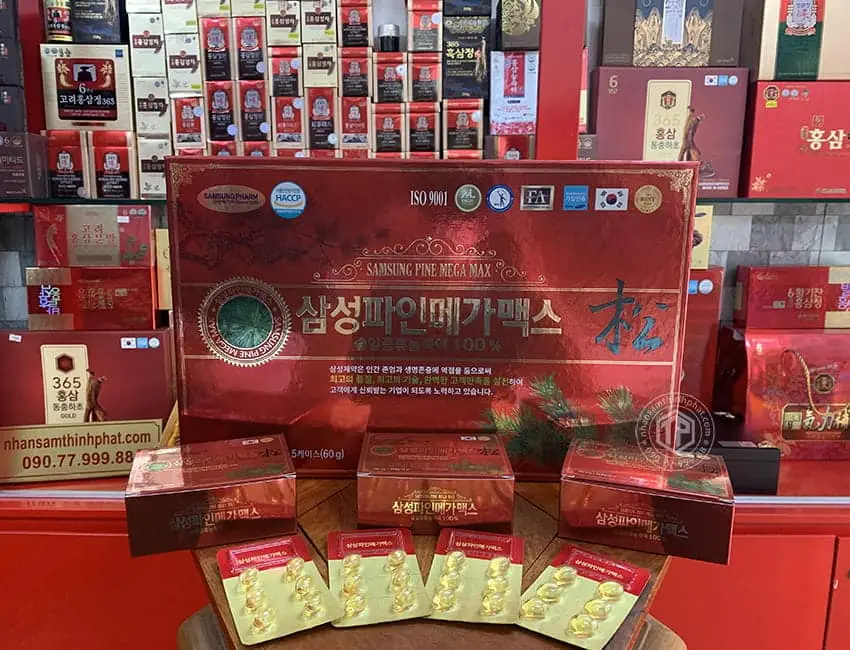 Viên tinh dầu thông đỏ Samsung Pine Mega Max Hàn Quốc Viên tinh dầu thông đỏ Samsung Pine Mega Max Hàn Quốc