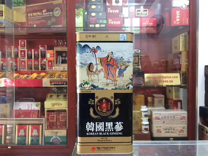 Hắc sâm củ khô 300g hộp thiếc chính hãng Daedong Hàn Quốc