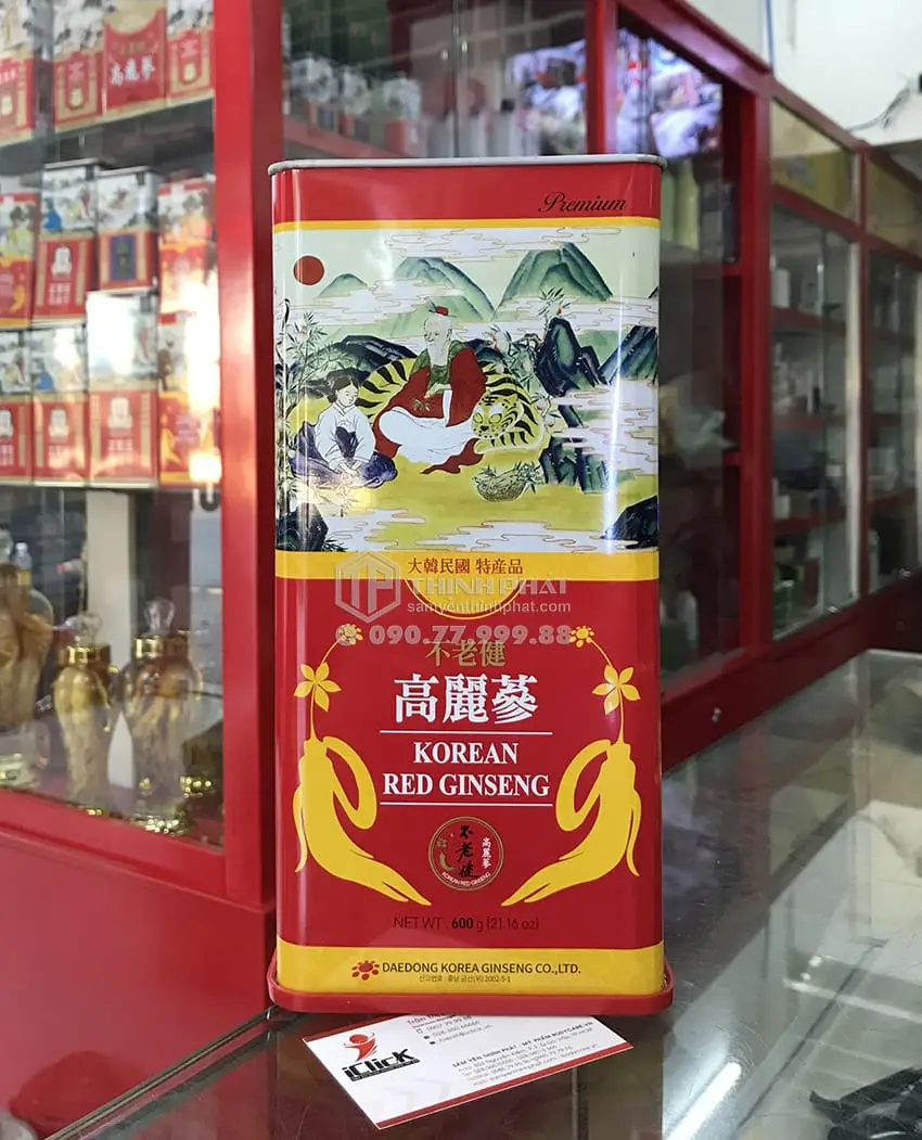 Hồng Sâm Củ Khô Hộp Thiếc 600g Chính hãng Daedong Hàn Quốc 20 củ Hồng Sâm Củ Khô Hộp Thiếc 600g Chính hãng Daedong Hàn Quốc 20 củ