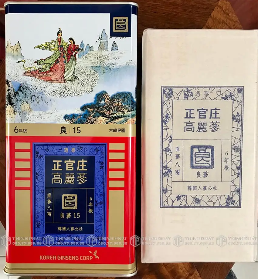 Hồng sâm củ khô hộp thiếc KGC 300g 10 củ 15PCS GOOD Hồng sâm chính phủ Jung Kwan Jang