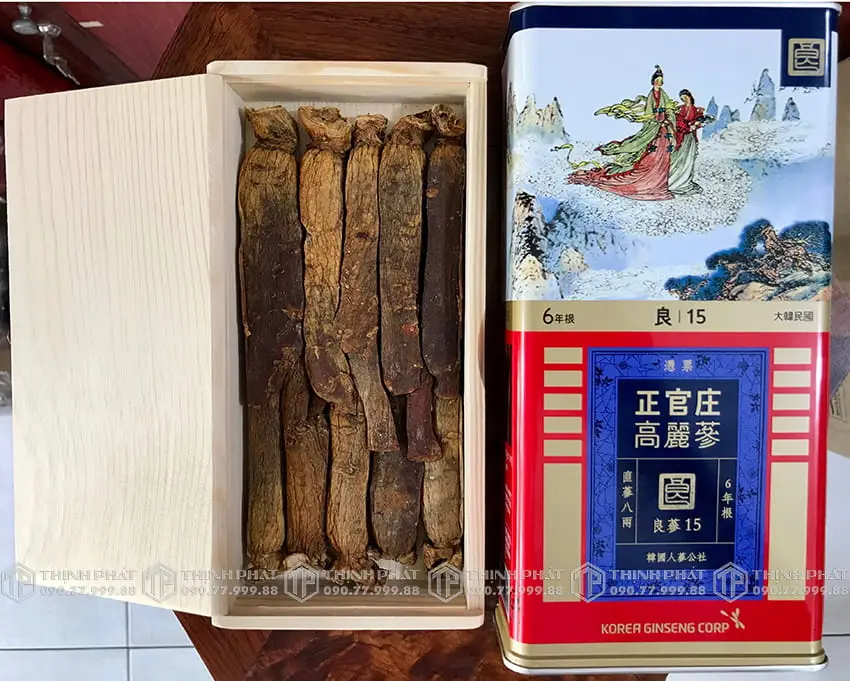 Hồng sâm củ khô hộp thiếc KGC 300g 10 củ 15PCS GOOD Hồng sâm chính phủ Jung Kwan Jang