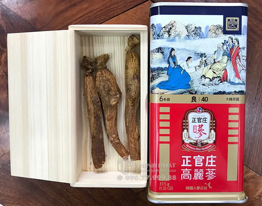 Hồng sâm củ khô hộp thiếc KGC 37.5g hồng sâm Chính phủ Jung Kwan Jang