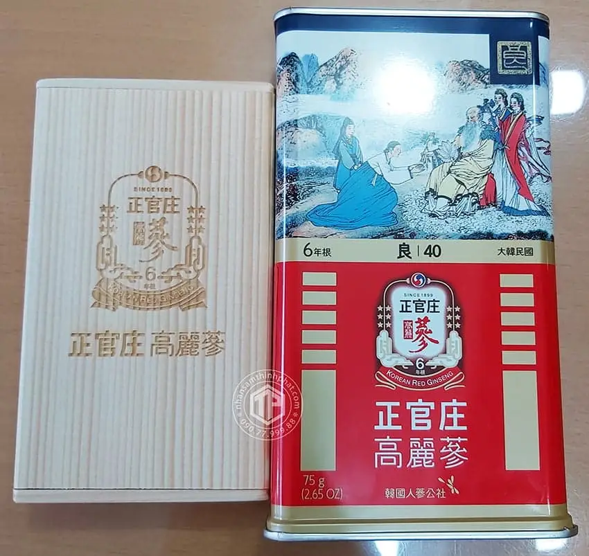 Hồng sâm củ khô hộp thiếc KGC 75g hồng sâm chính phủ Jung Kwan Jang