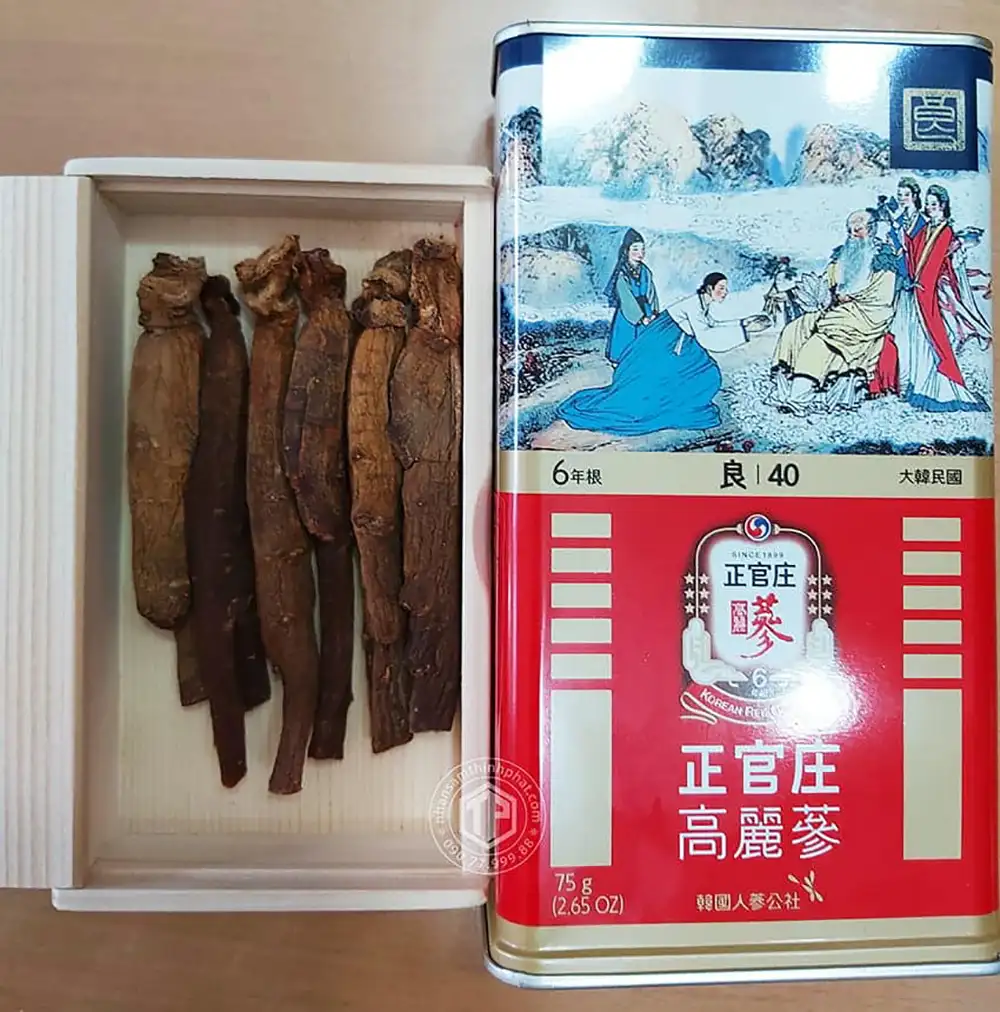 Hồng sâm củ khô hộp thiếc KGC 75g hồng sâm chính phủ Jung Kwan Jang