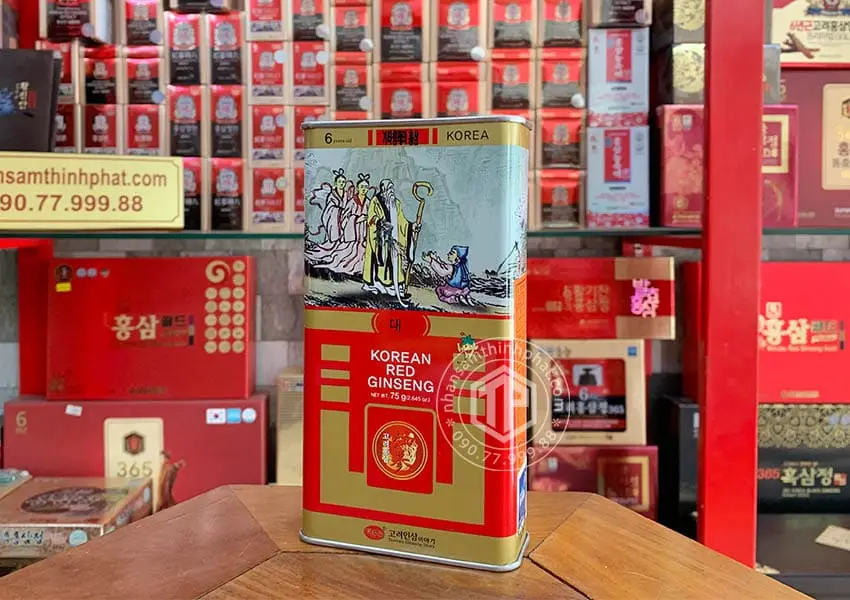 Hồng sâm củ khô hộp thiếc KGS 75g củ lớn Chính hãng Hàn Quốc Hồng sâm củ khô hộp thiếc KGS 75g củ lớn Chính hãng Hàn Quốc
