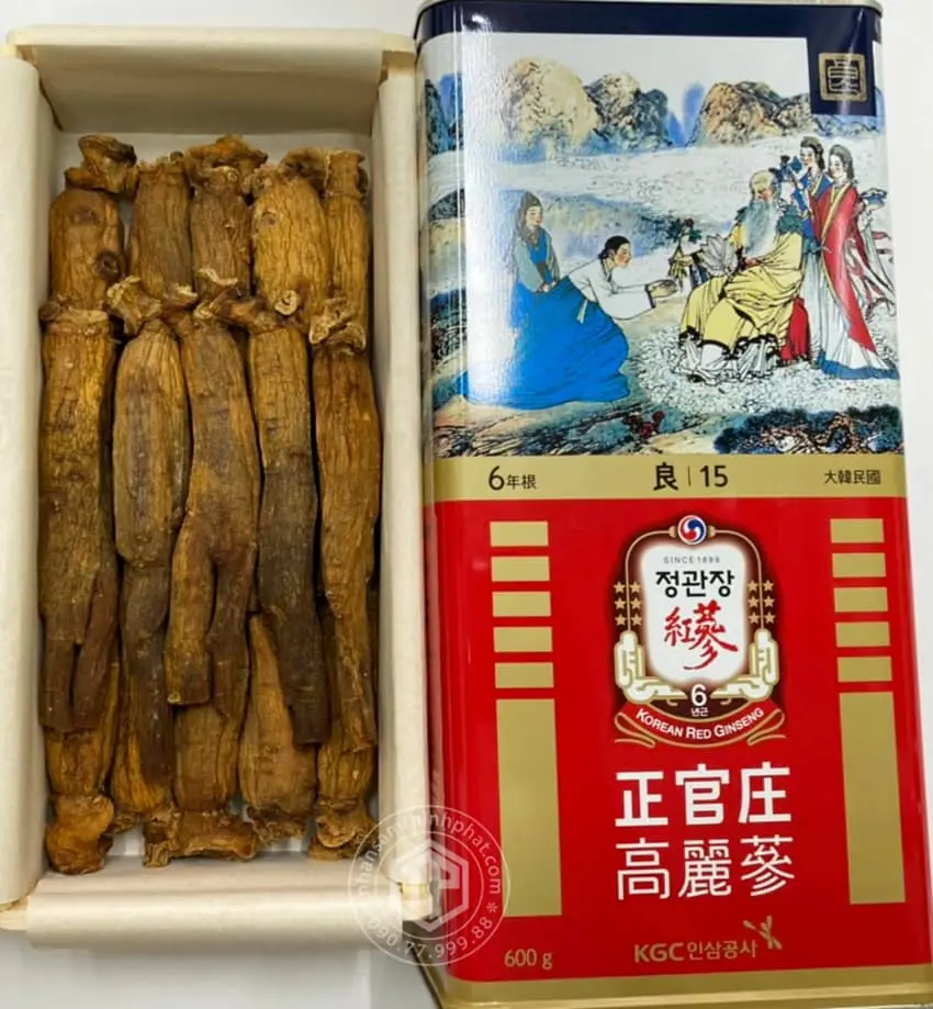 Hồng sâm củ khô KGC 600g 19 củ 15PCS Hồng sâm chính phủ Jung Kwan Jang