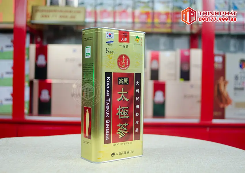Thiên sâm củ khô Hàn Quốc chính hãng Daedong hộp 300g hộp thiếc 30 củ