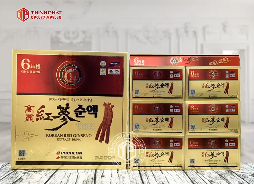 Nước hồng sâm Hàn Quốc cao cấp Pocheon 100% hộp 30 gói