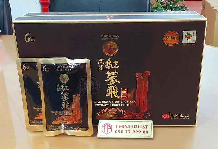 Nước Hồng Sâm nhung hươu linh chi táo đỏ KGS hộp 30 gói x 50ml