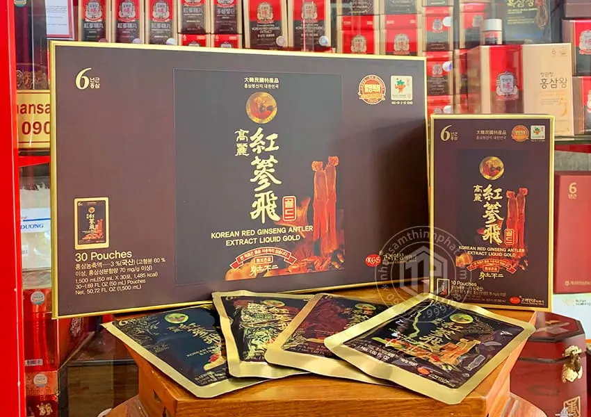 Nước Hồng Sâm nhung hươu linh chi táo đỏ KGS hộp 30 gói x 50ml