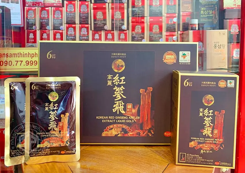 Nước Hồng Sâm nhung hươu linh chi táo đỏ KGS hộp 30 gói x 50ml