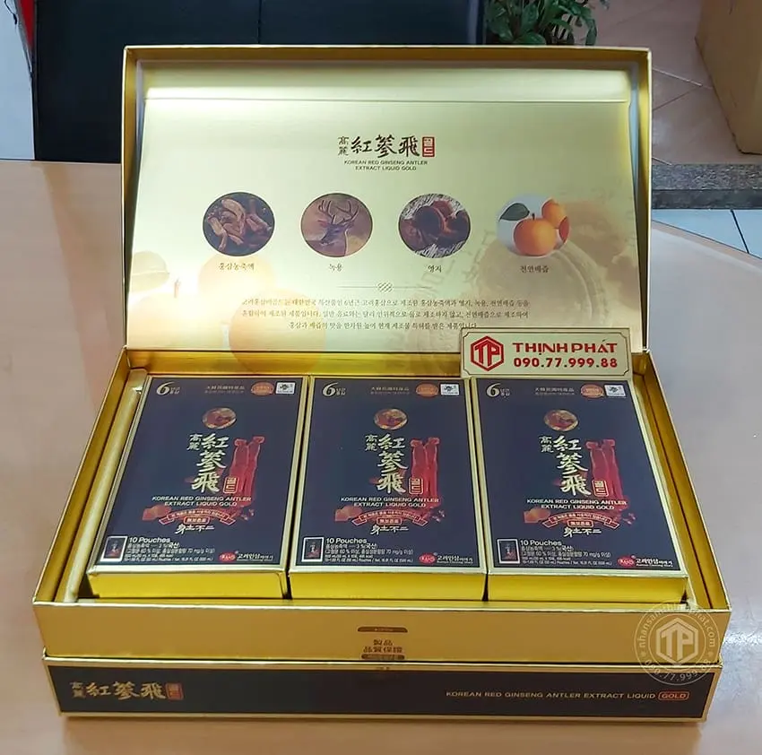 Nước Hồng Sâm nhung hươu linh chi táo đỏ KGS hộp 30 gói x 50ml