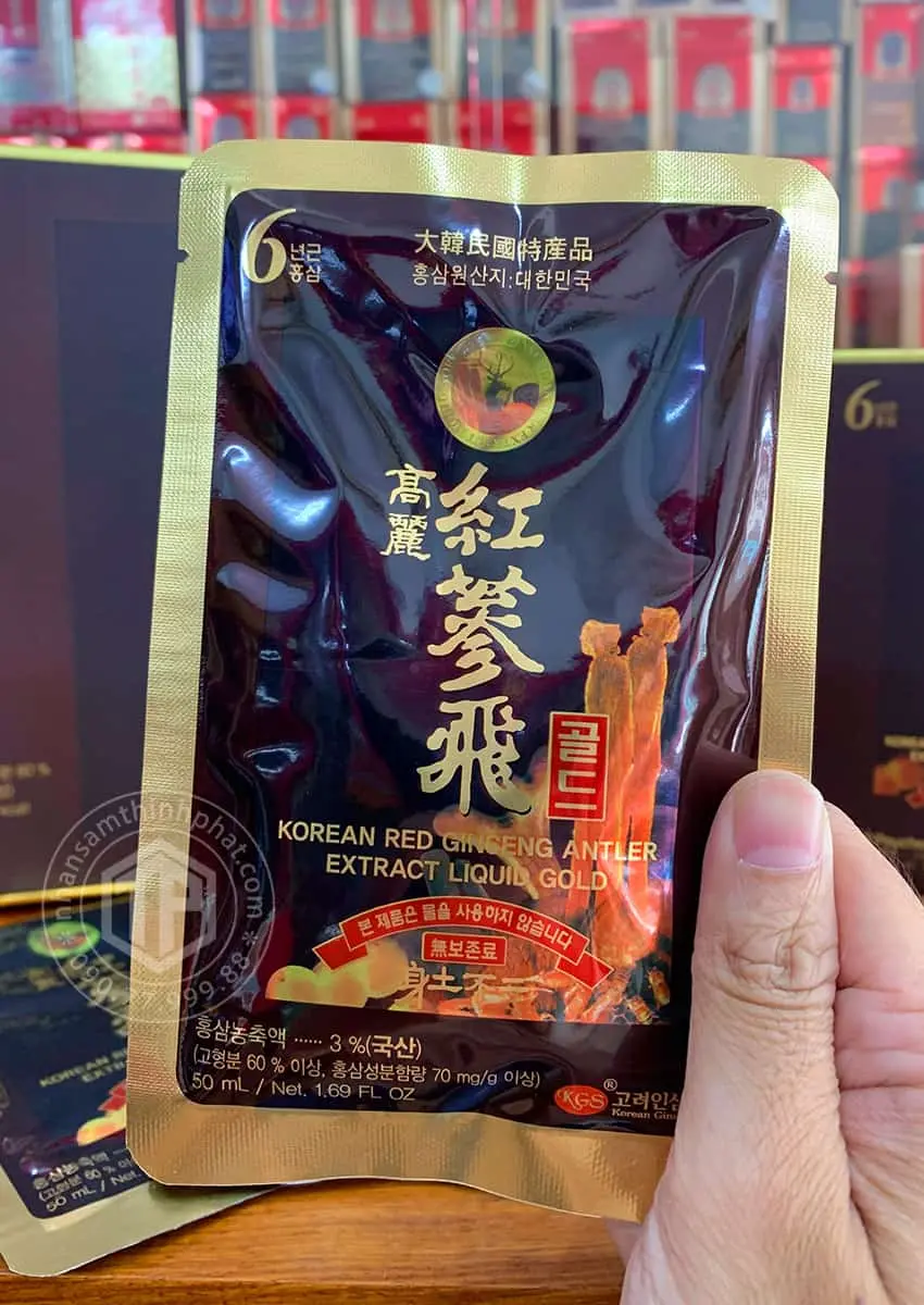 Nước Hồng Sâm nhung hươu linh chi táo đỏ KGS hộp 30 gói x 50ml
