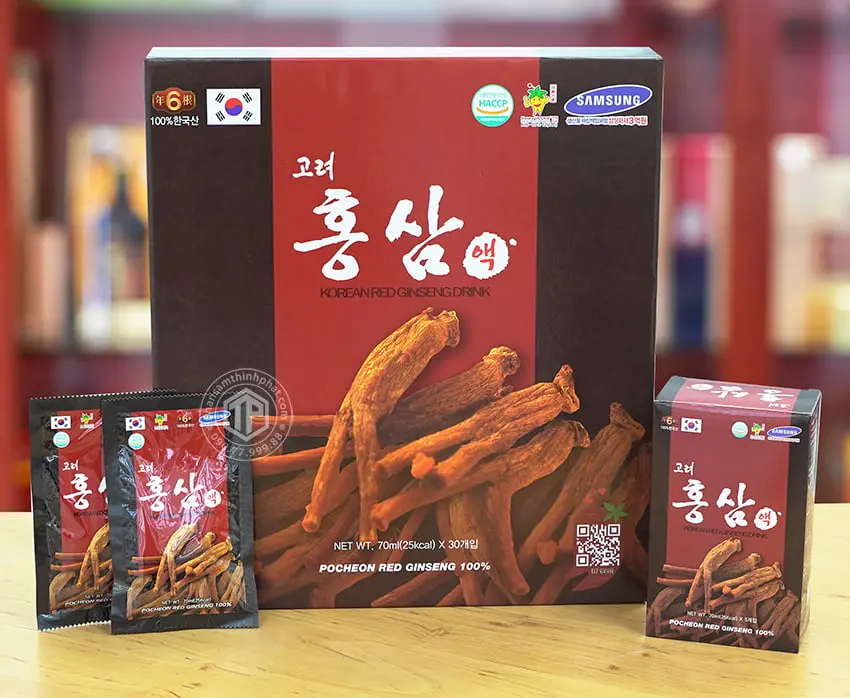 Nước hồng sâm Pocheon chính hãng sâm Hàn Quốc 6 năm tuổi hộp 30 gói Nước hồng sâm Pocheon chính hãng sâm Hàn Quốc 6 năm tuổi hộp 30 gói
