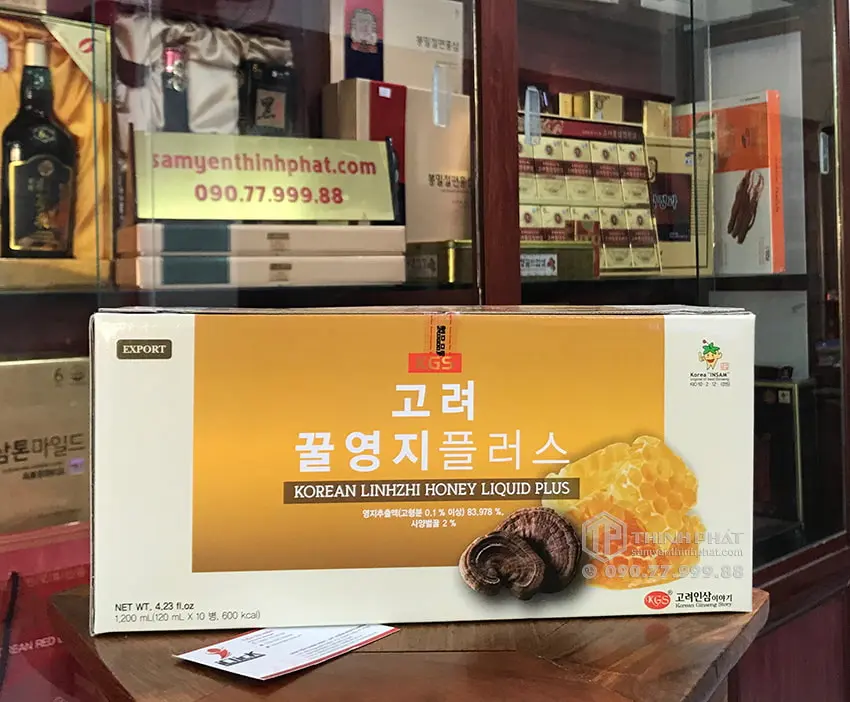 Nước linh chi mật ong KGS hộp 10 chai Nước linh chi mật ong KGS hộp 10 chai