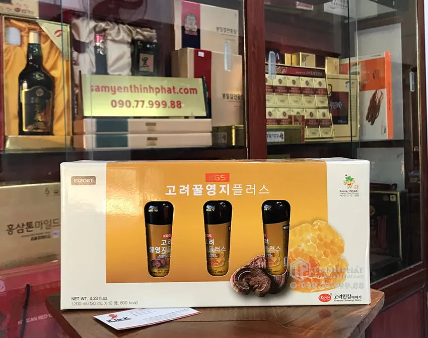 Nước linh chi mật ong KGS hộp 10 chai Nước linh chi mật ong KGS hộp 10 chai