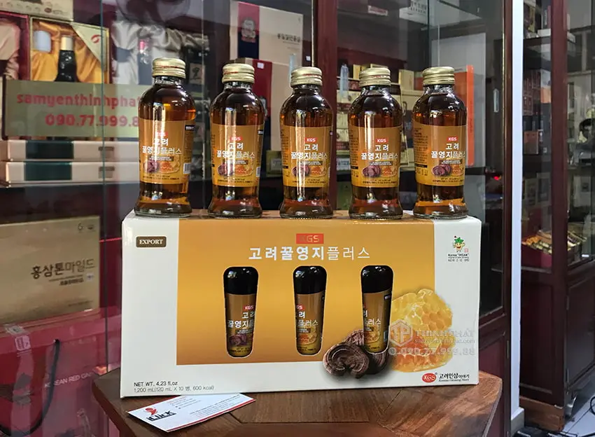 Nước linh chi mật ong KGS hộp 10 chai Nước linh chi mật ong KGS hộp 10 chai