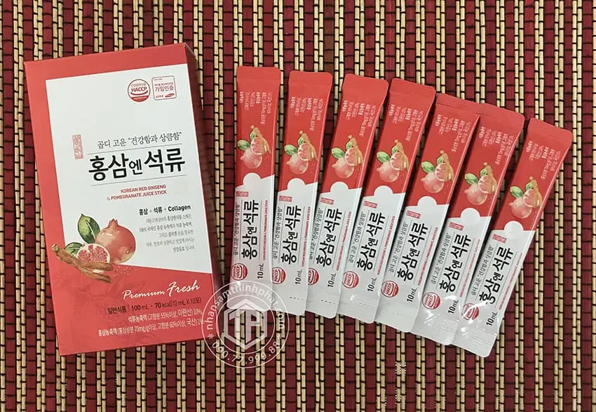 Nước lựu hồng sâm collagen chính hãng Daedong Hàn Quốc hộp 30 gói x 10ml Nước lựu hồng sâm collagen chính hãng Daedong Hàn Quốc hộp 30 gói x 10ml
