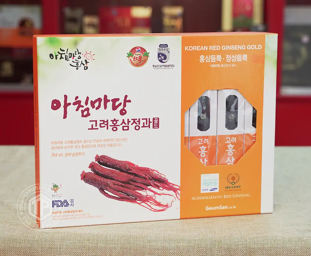 Hồng sâm củ tẩm mật ong Geumsan sâm Hàn Quốc 6 năm tuổi 8 củ lớn hộp 300g Hồng sâm củ tẩm mật ong Geumsan sâm Hàn Quốc 6 năm tuổi 8 củ lớn hộp 300g