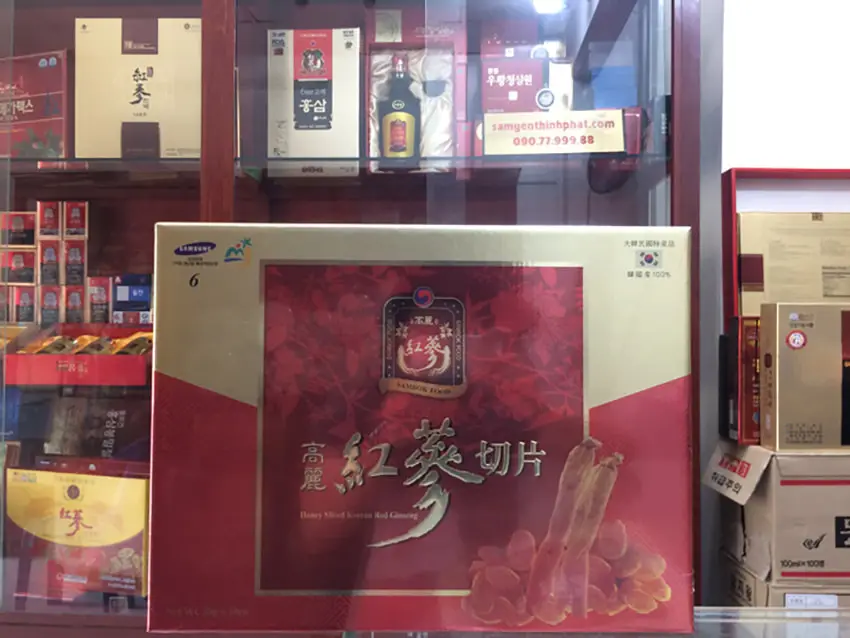 Hồng sâm Hàn Quốc thái lát tẩm mật ong chính hãng Sambok sâm Hàn Quốc 6 năm tuổi