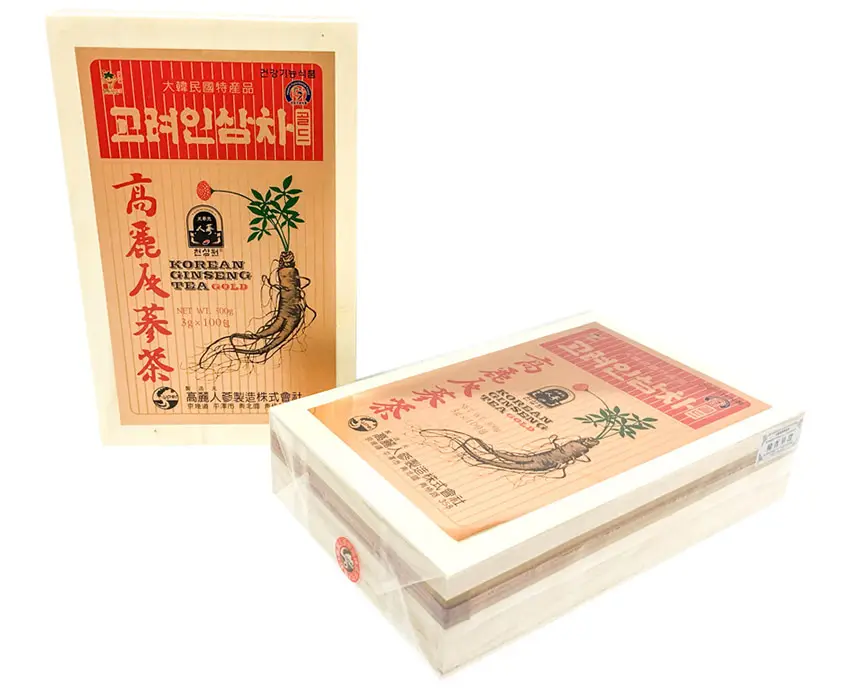 Trà hồng sâm Hàn Quốc chính hãng hộp gỗ 100 gói Trà hồng sâm Hàn Quốc chính hãng hộp gỗ 100 gói