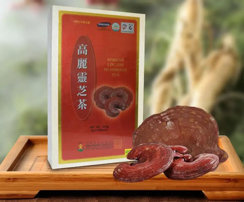 Trà linh chi hòa tan Hàn Quốc hộp gỗ 100 gói